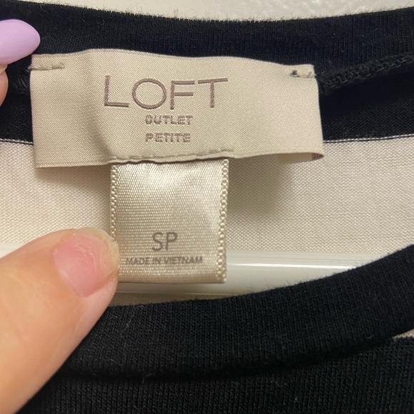 Loft small petite black and white striped sleeveless dress fit & flow dress $39 - Picture 4 of 4